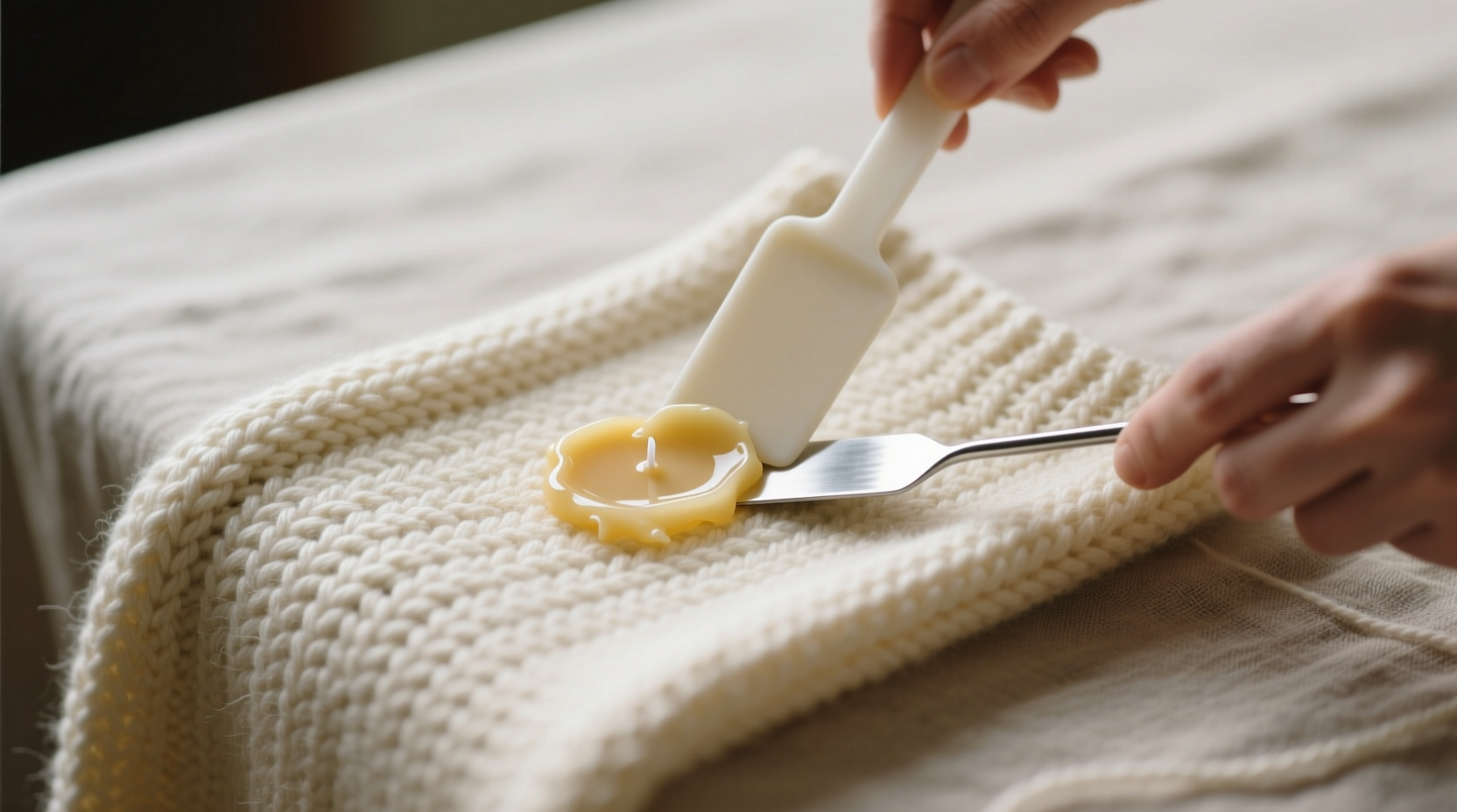how to remove candle wax from knitted throws