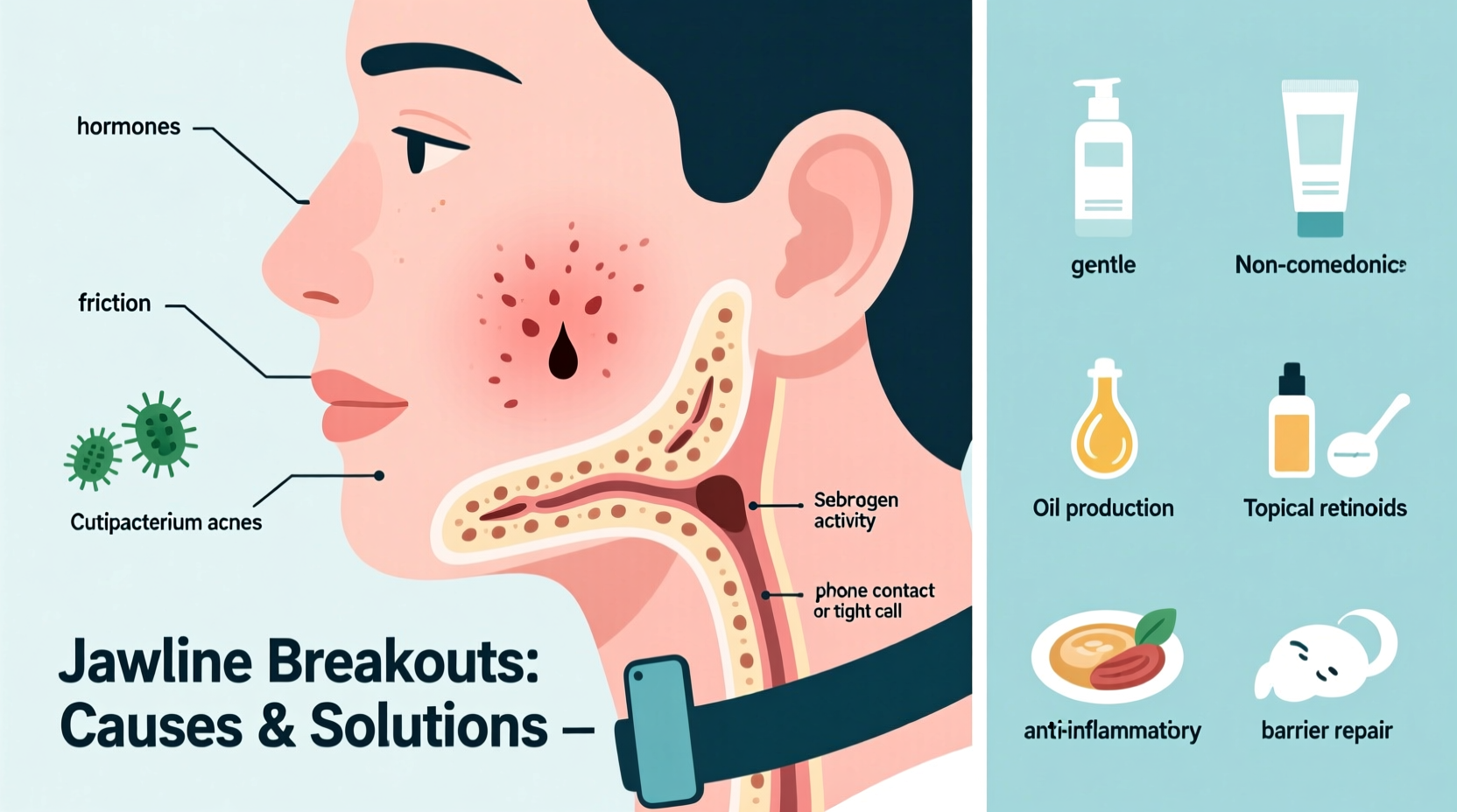 why does my skin breakout only on my jawline causes and fixes