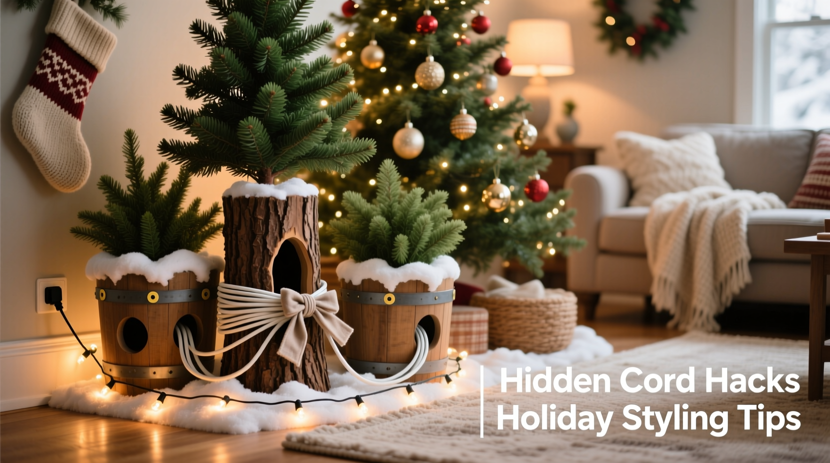 best practices for hiding extension cords with christmas displays