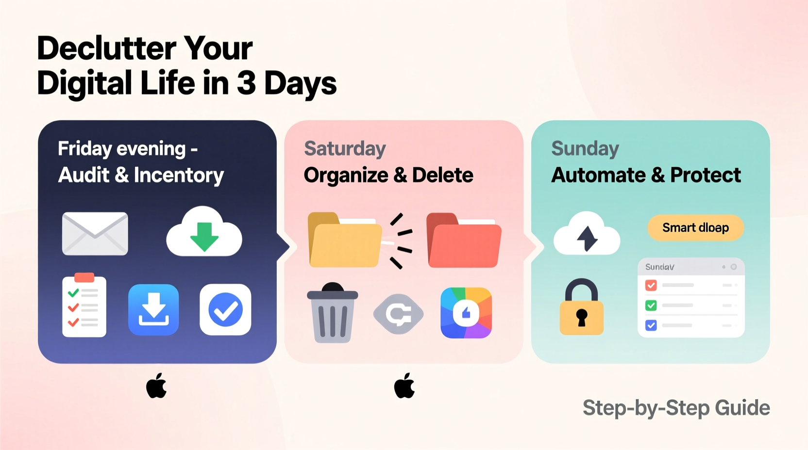 how to declutter your digital life in one weekend step by step
