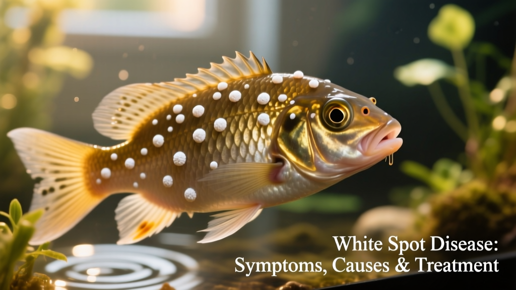 Close-up of a freshwater fish showing distinct white spots on its body and fins