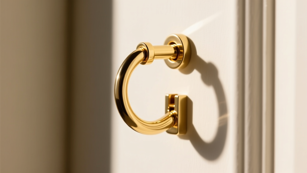 Side view of a hollow gold door knocker earring, revealing the lightweight tubular construction and seamless hinge joint detail.