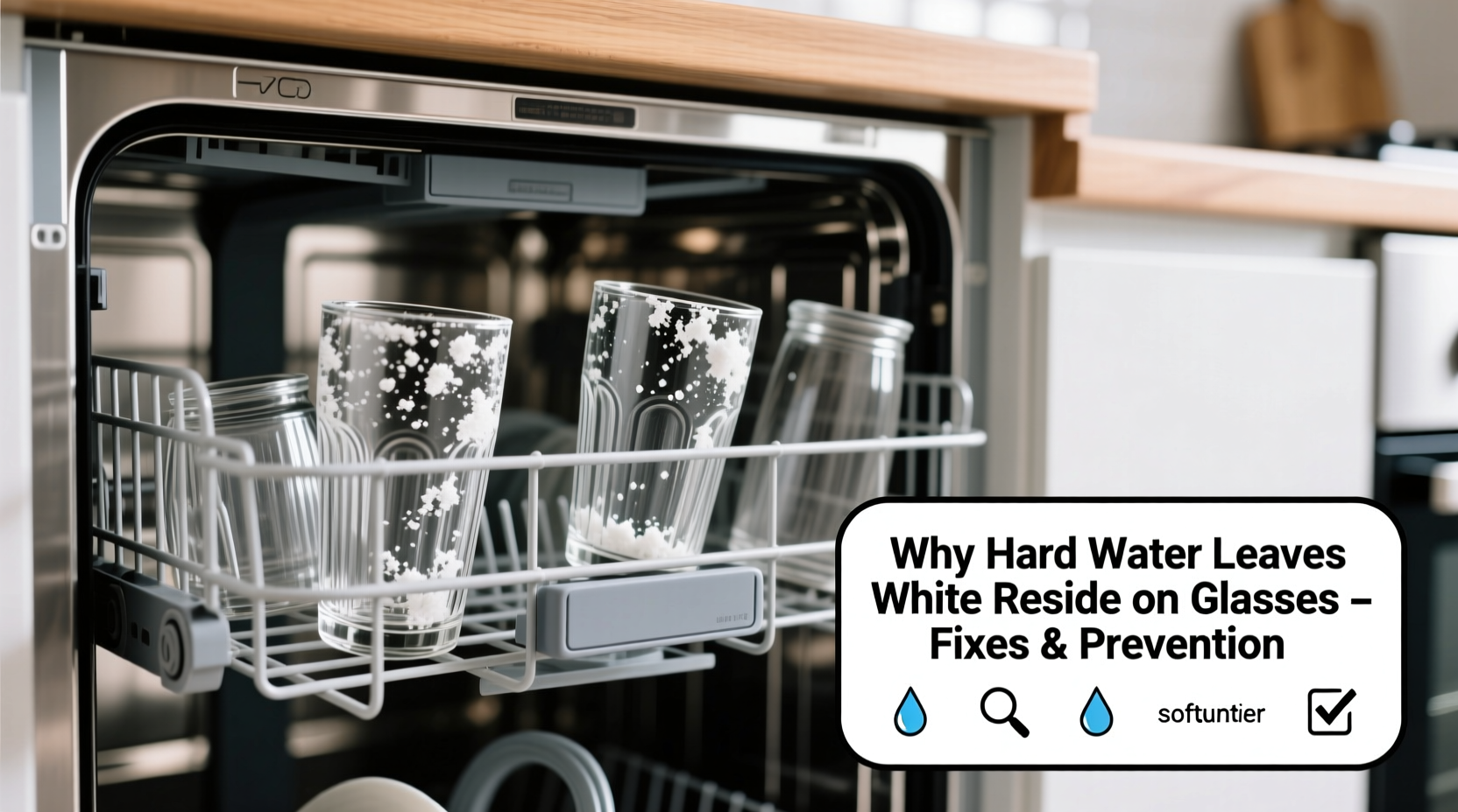 why does my dishwasher leave white residue on glasses fixes for hard water