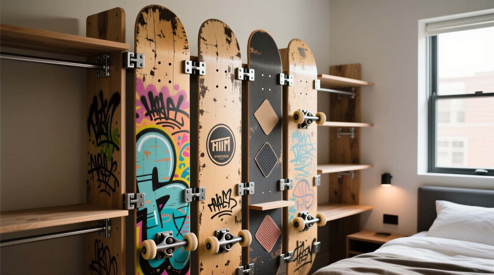 closet organization tips skateboard deck divider