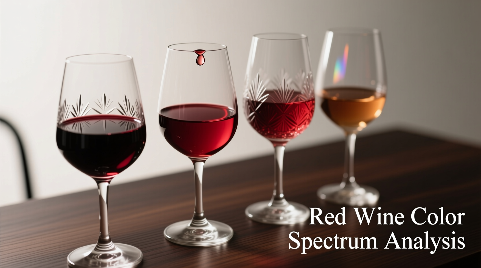 Professional wine tasting showing color variation in different red wines