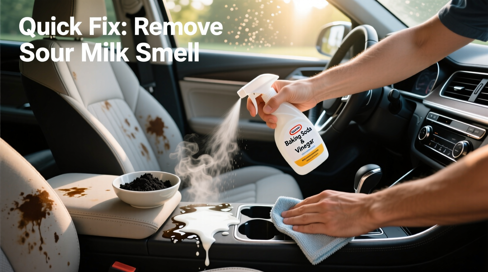 how do you remove sour milk smell from car