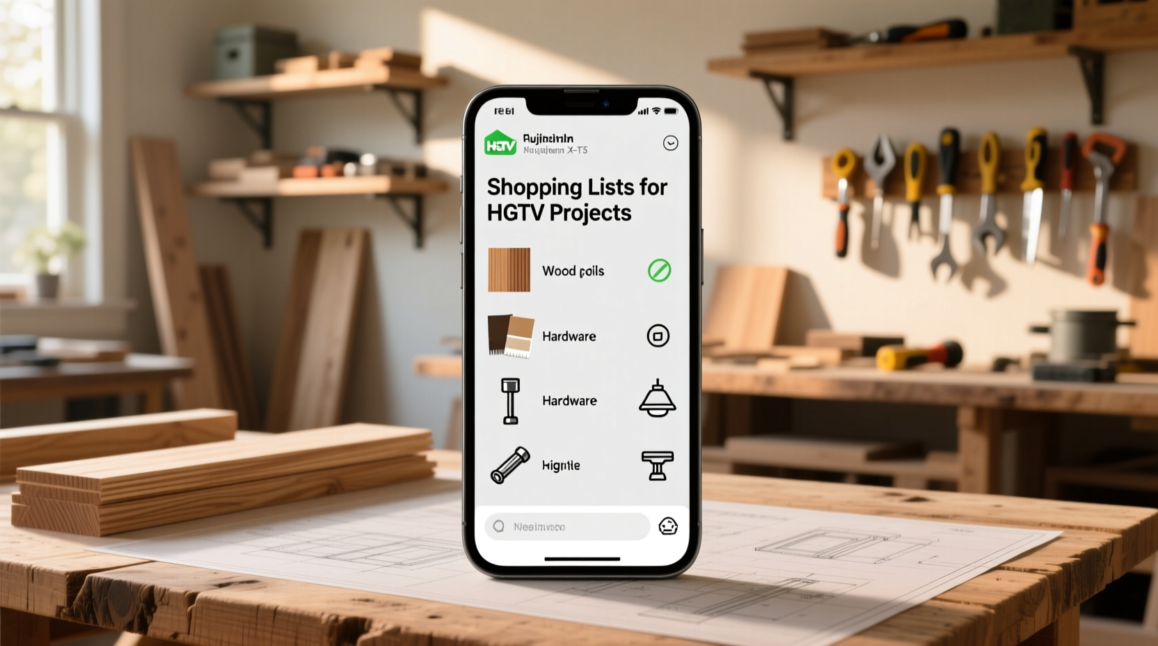 get shopping lists for hgtv projects texted to your mob