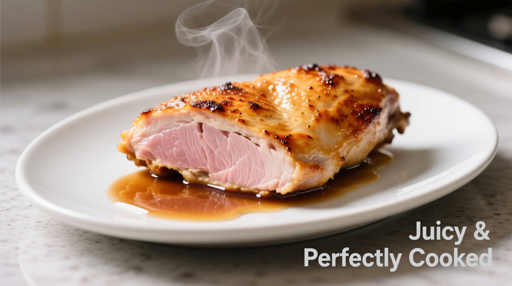 Perfectly cooked moist chicken breast with juices