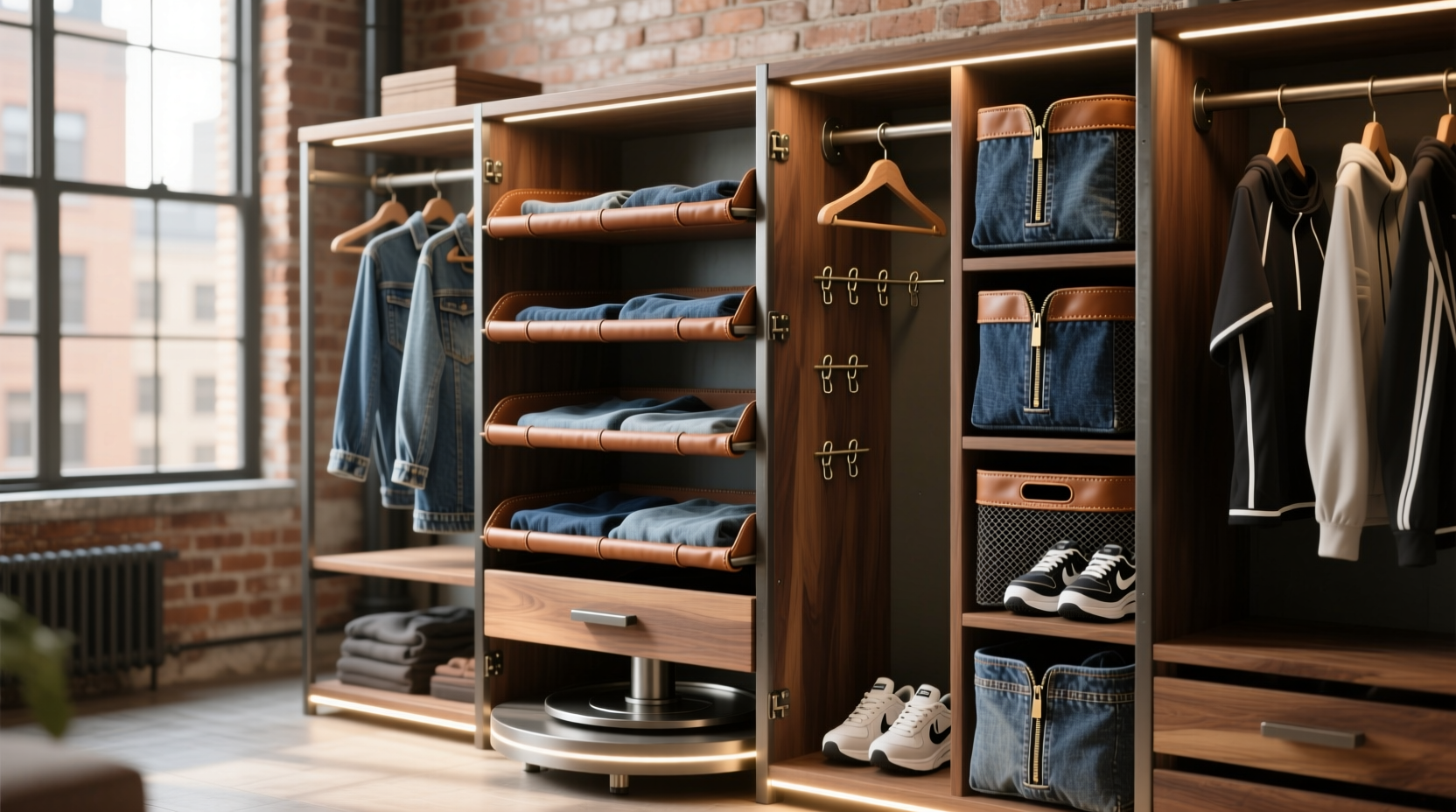 closet organization tips for denim athleisure
