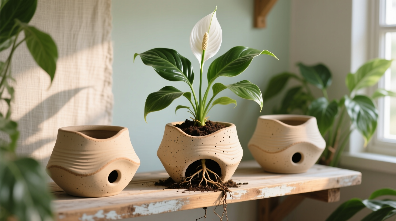 ceramic planter vs concrete pot for peace lilies