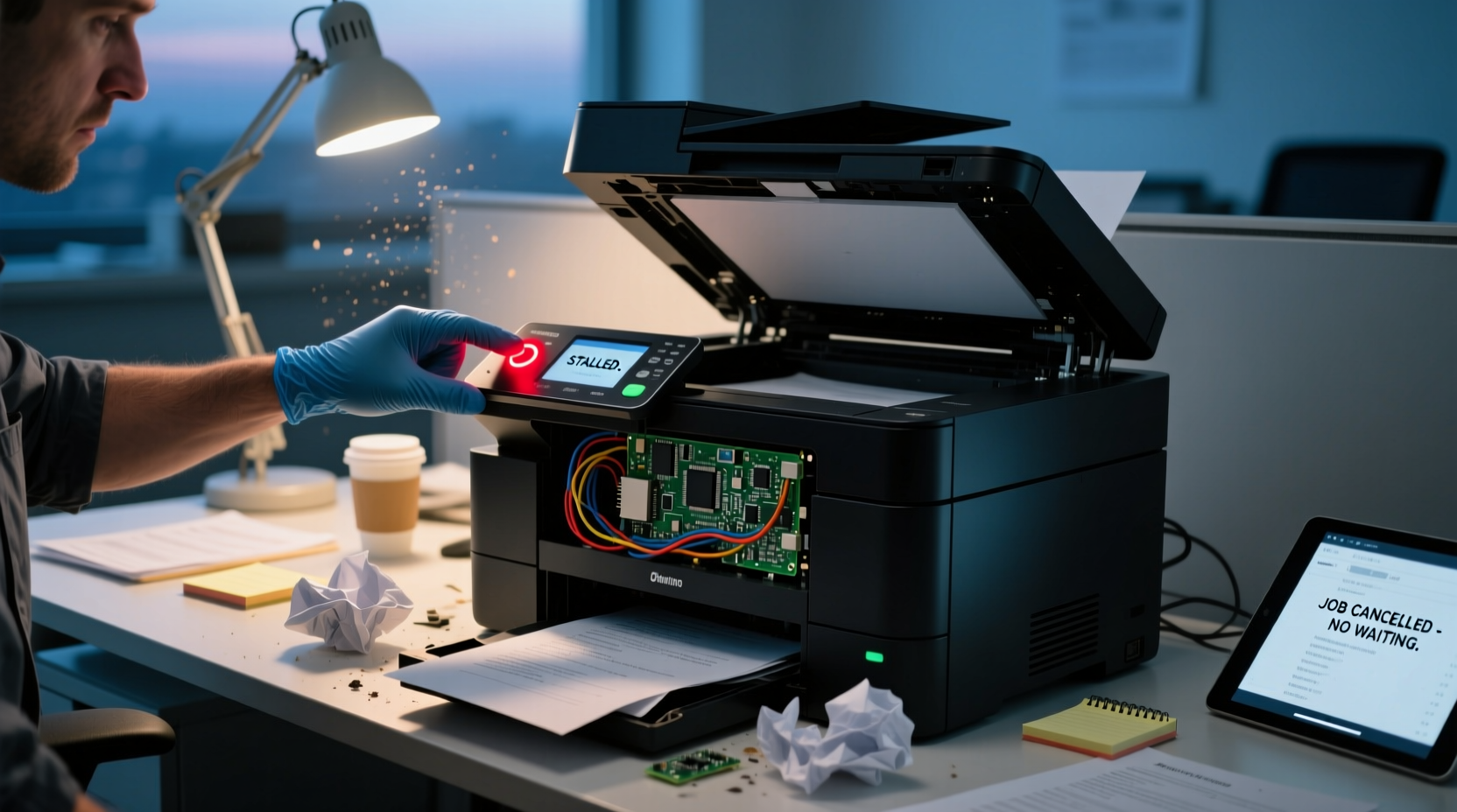 stalled printer repair cancels print jobs without waiti