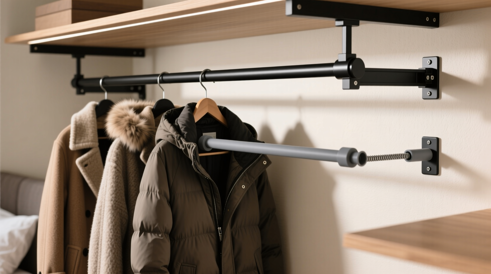 closet organization tips adjustable vs telescoping rods