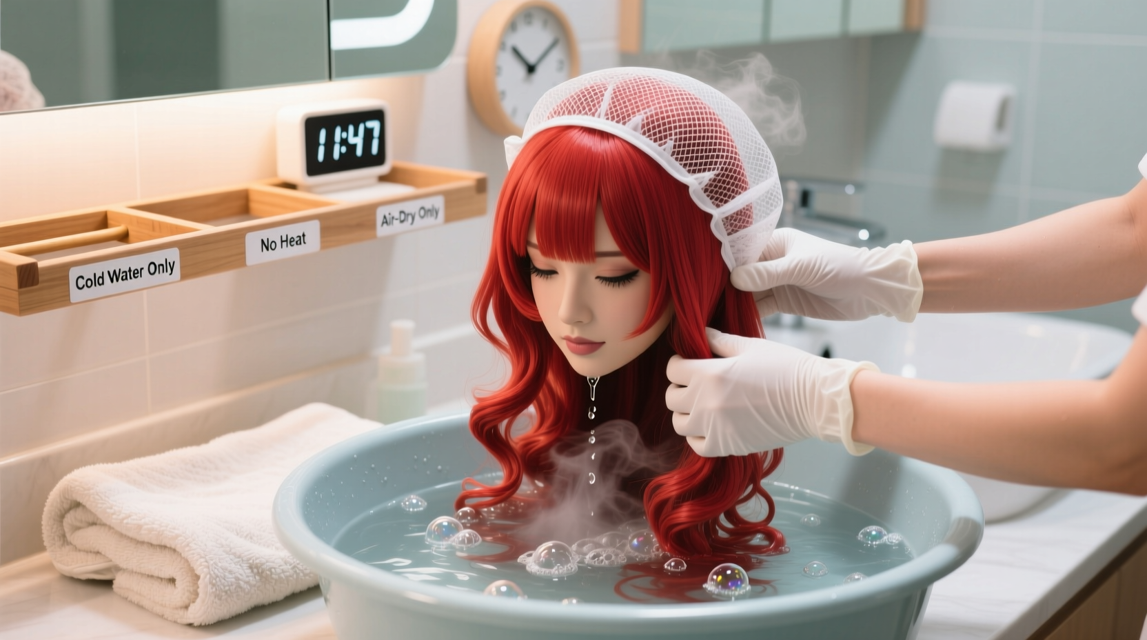 synthetic cosplay wig laundry guide