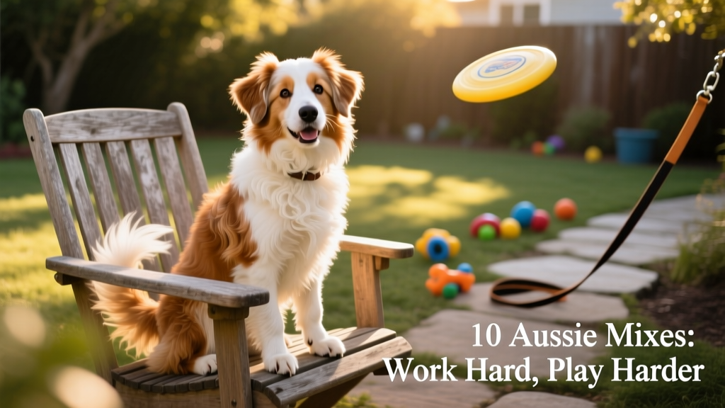 birdie the aussiepoo sitting on wooden chair