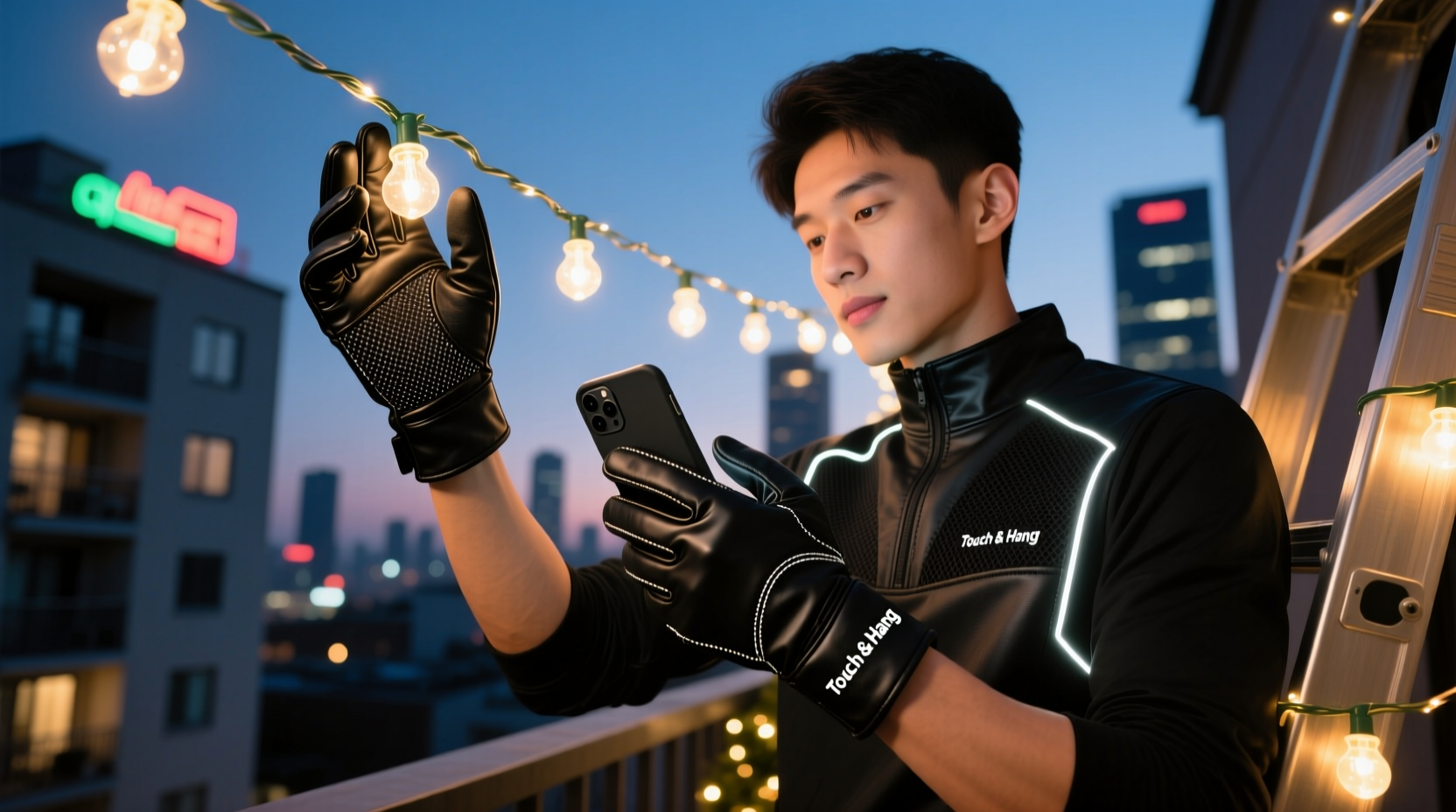 stylish yet functional gloves that let you text while hanging lights outside