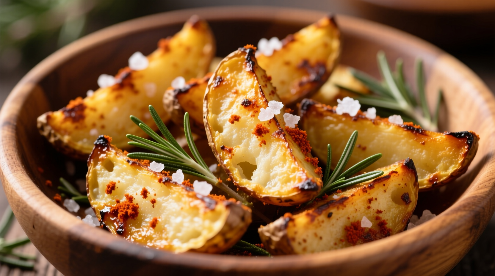 Golden roasted russet potato wedges with crispy edges