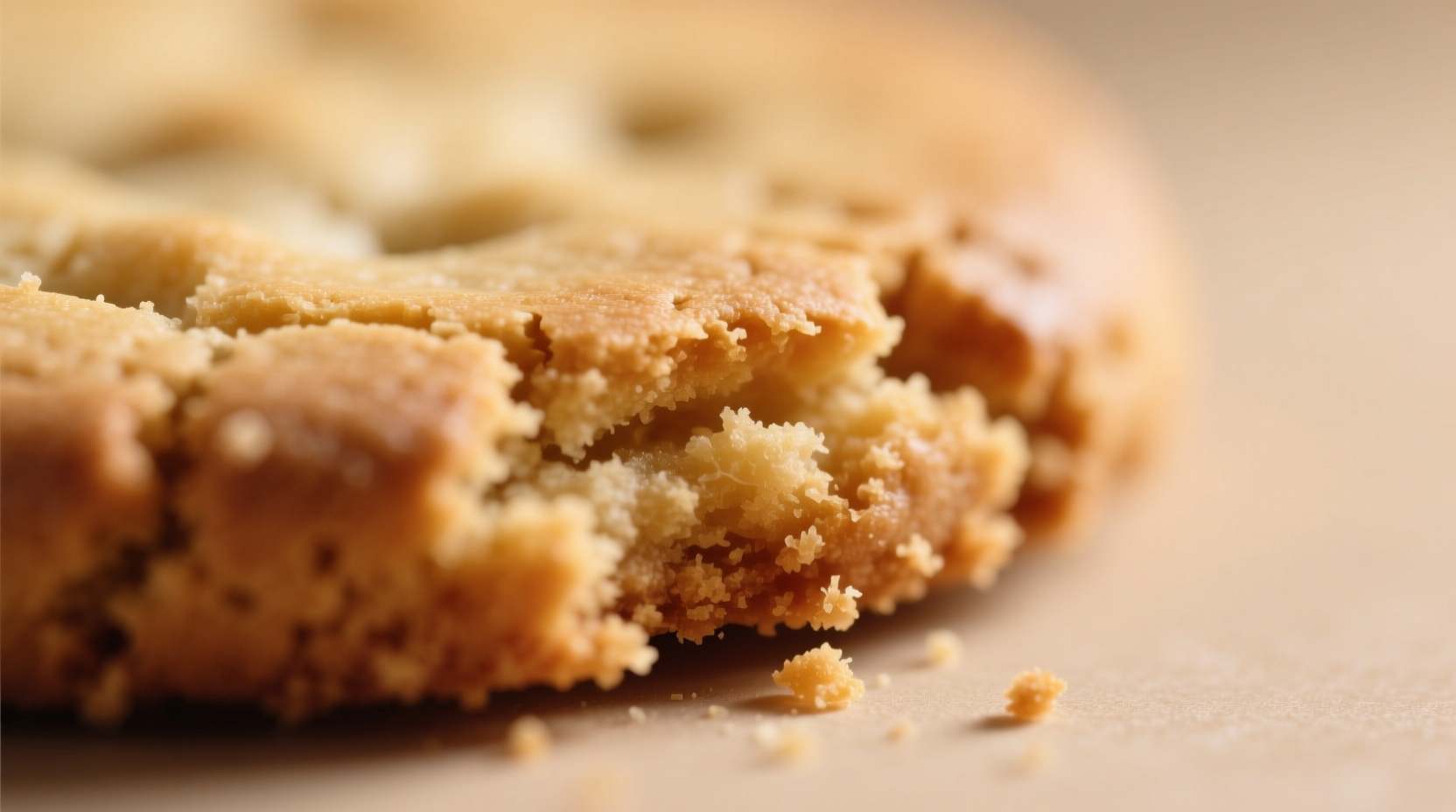 Golden cookie edges with matte surface texture