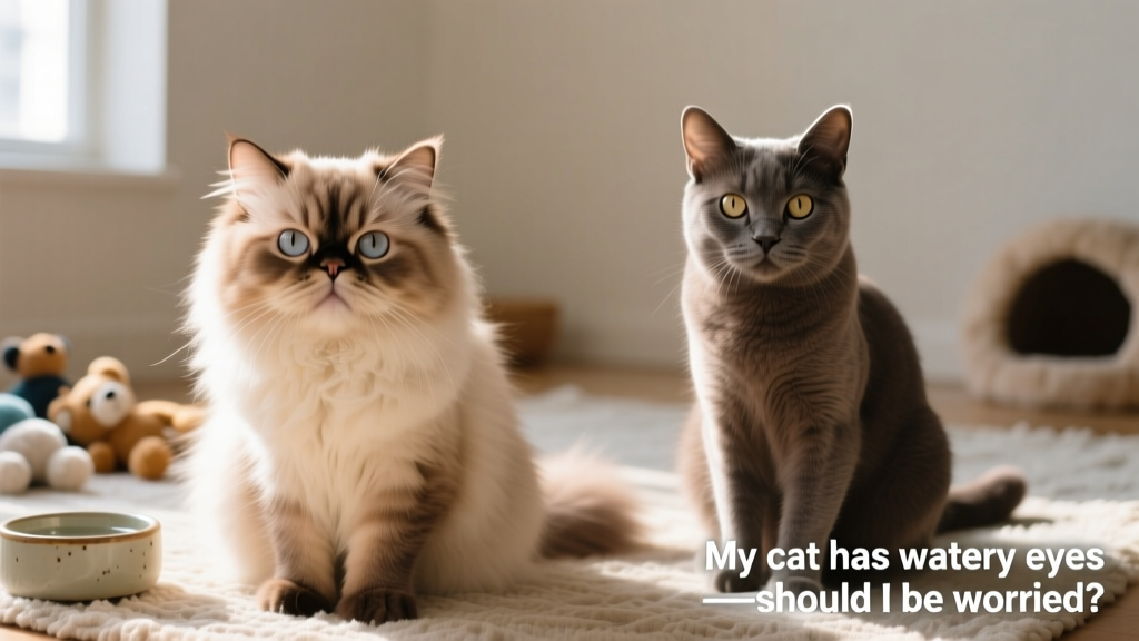 Side-by-side comparison showing a flat-faced Persian cat and a typical domestic shorthair cat, highlighting facial structure differences
