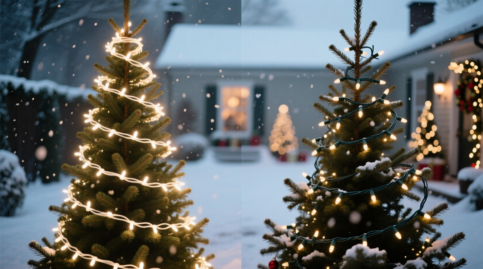 is a spiral christmas light wrap method better than random placement