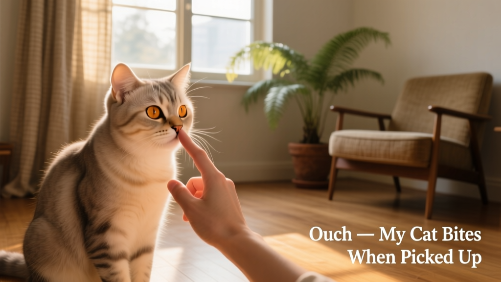 A calm cat gently touching a human finger with her nose during a respectful greeting