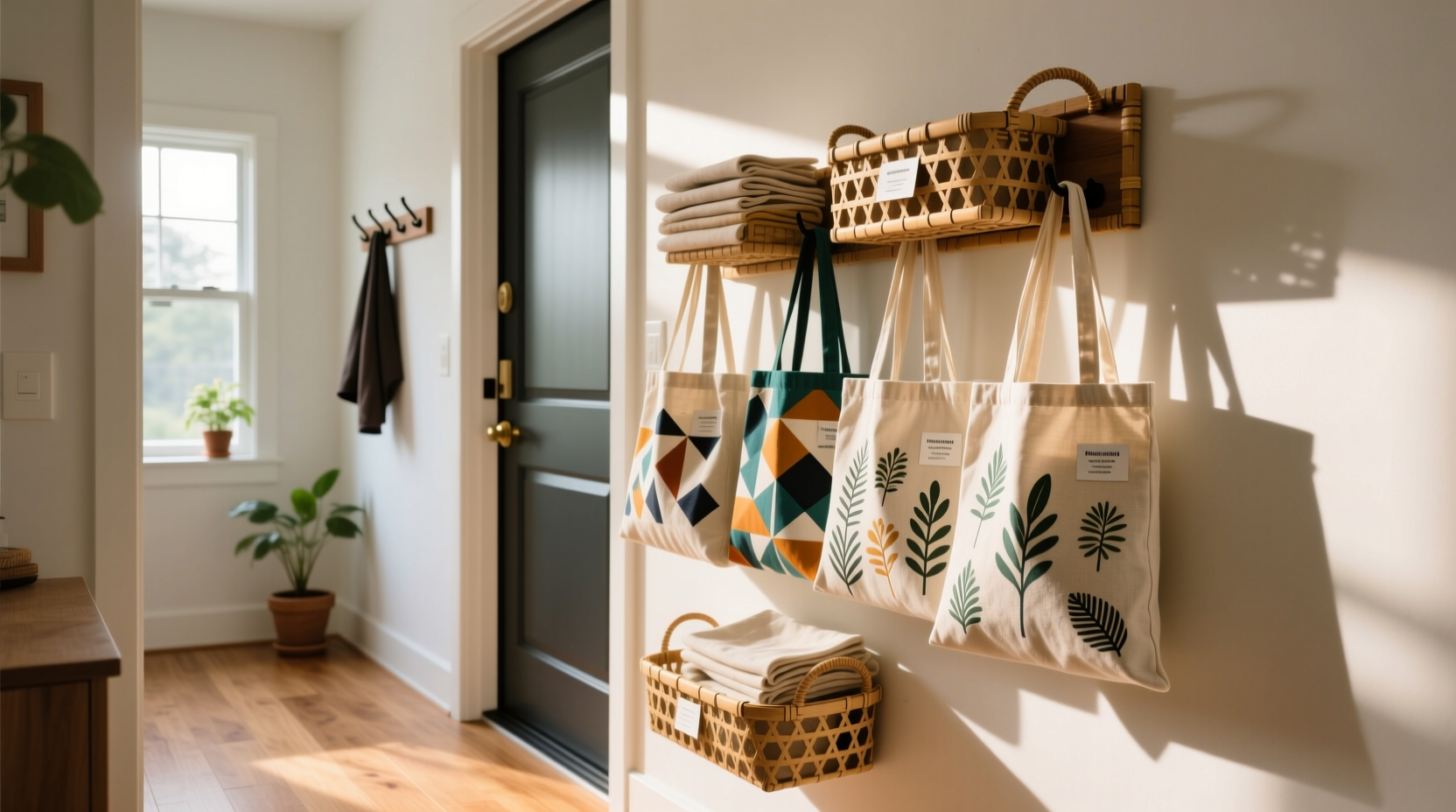 closet organization tips for reusable grocery bags