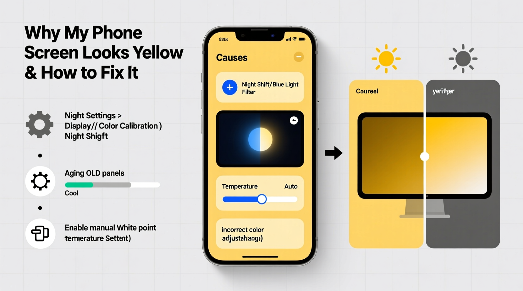 why does my phone screen look yellow and how to calibrate display colors