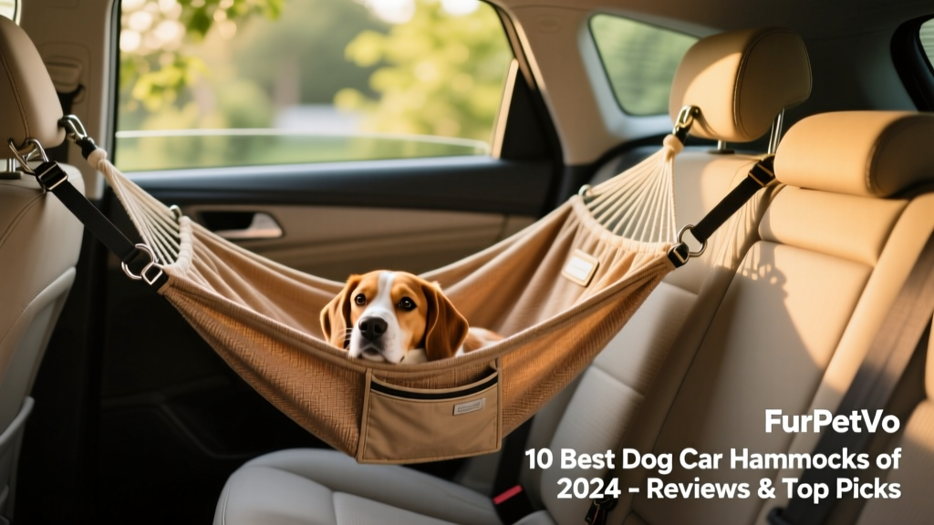 Side view of FurPetVo Happy Ride Hammock installed across rear seat, showing strap anchors and storage pockets