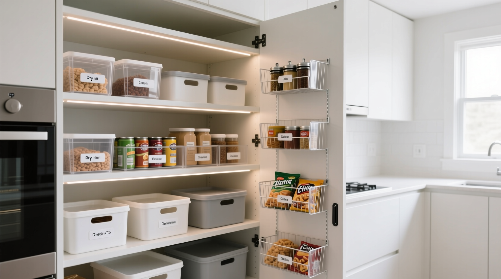 how to organize a small pantry with deep shelves for maximum space