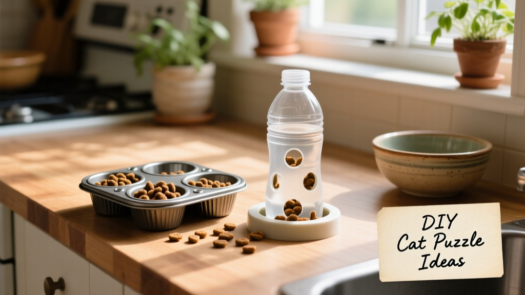 Side-by-side comparison of two DIY food puzzles: muffin tin and water bottle