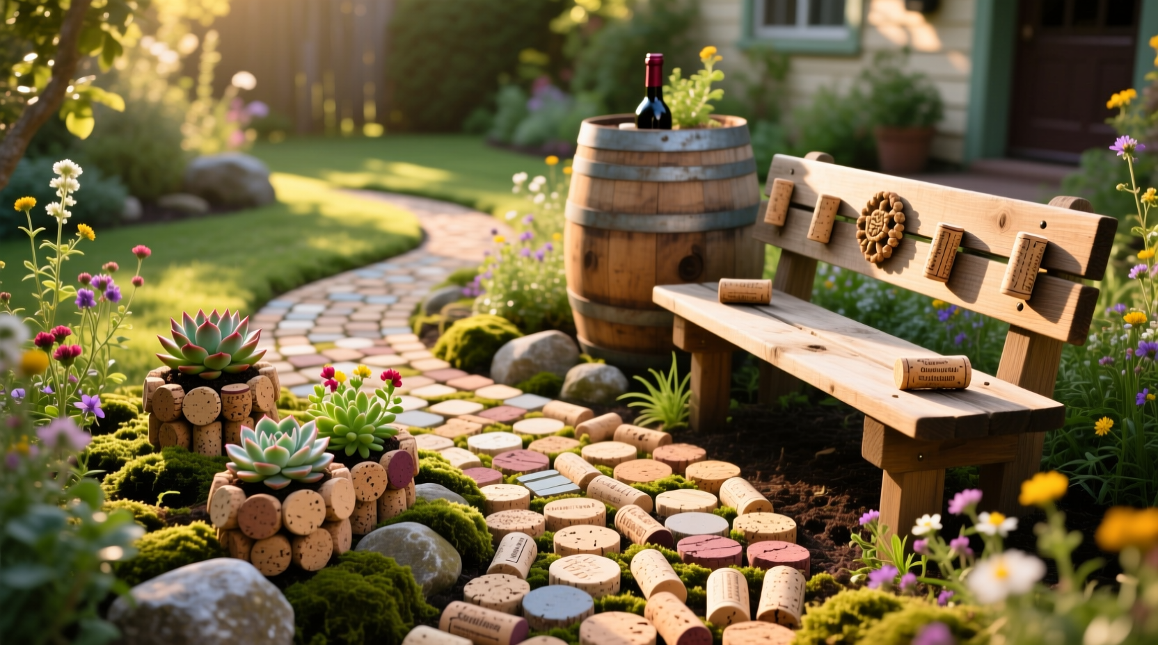 how to use wine corks garden