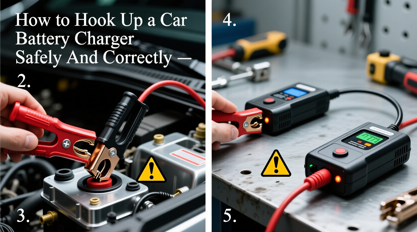 how to hook up a car battery charger