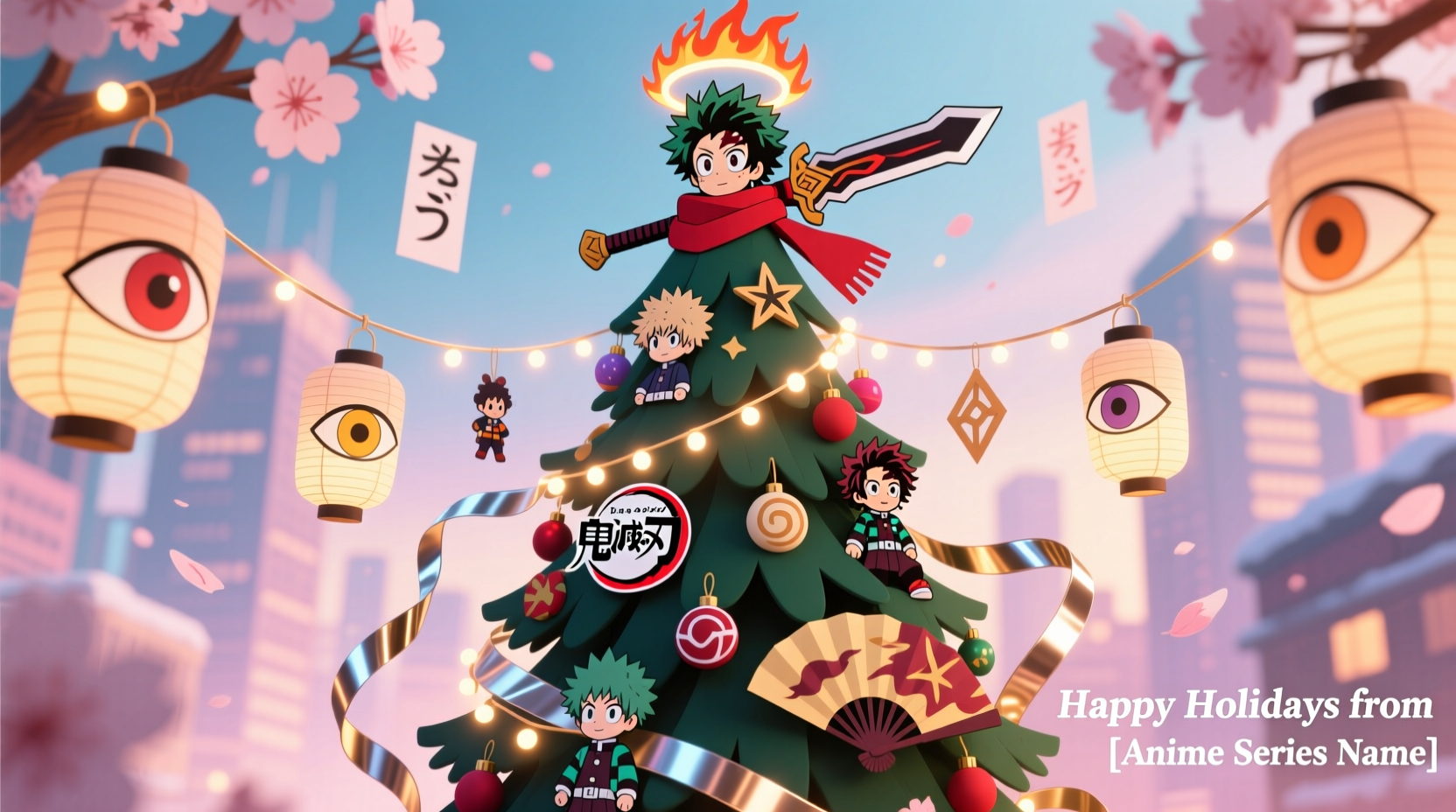 how to create a themed christmas tree based on anime series