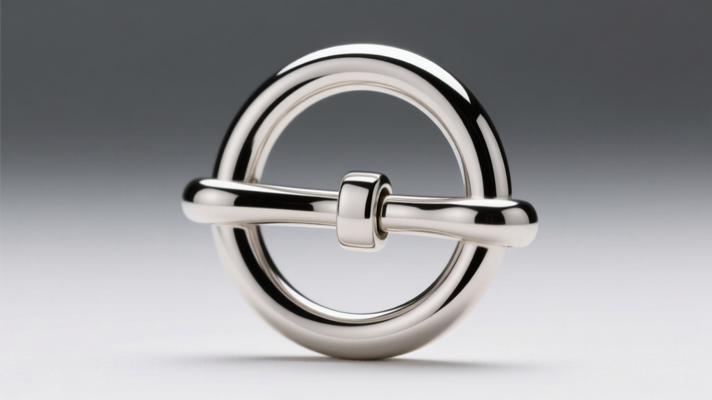 Close-up of a sterling silver toggle clasp with the T-bar passing through a circular ring, showing its secure locking mechanism.