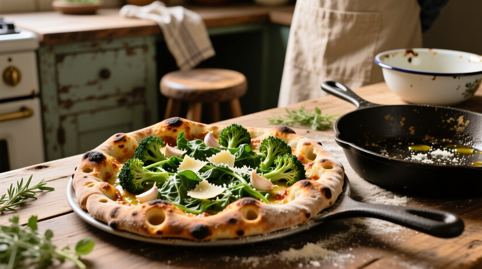jim laheys no knead pizza with broccoli rabe