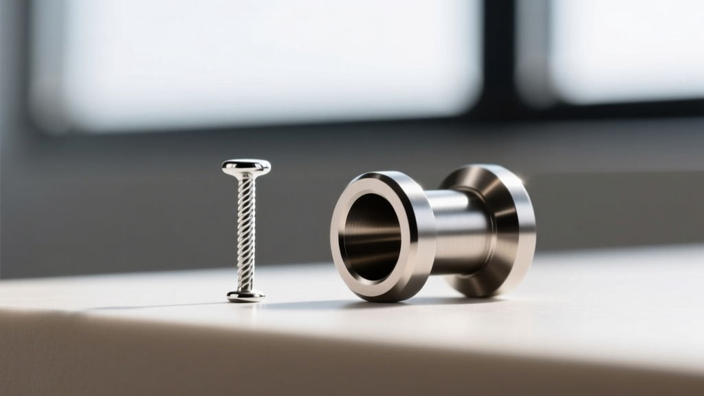 Macro shot comparing a thin 20-gauge 10mm silver stud post next to a thick 4-gauge 10mm titanium plug for stretched earlobes