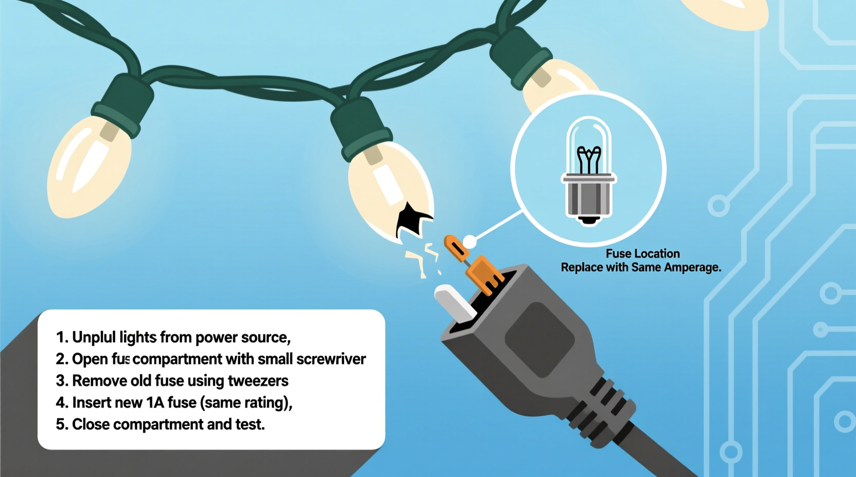 how to change fuse on christmas lights