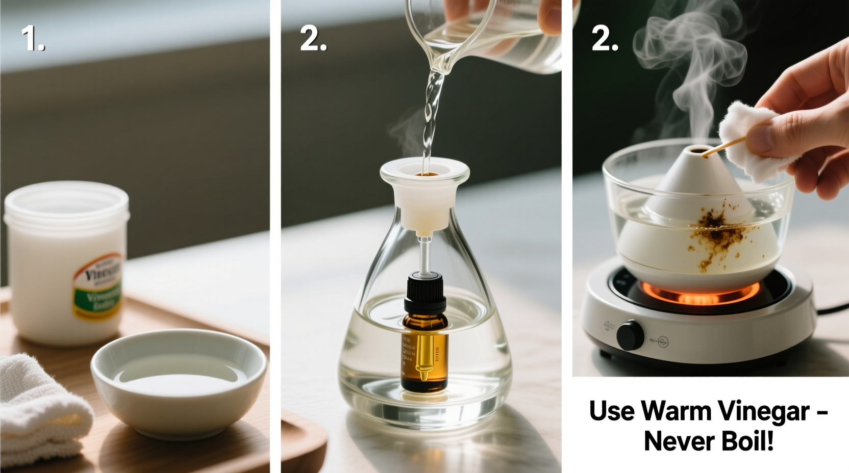 how to unclog a diffuser with vinegar and gentle heat