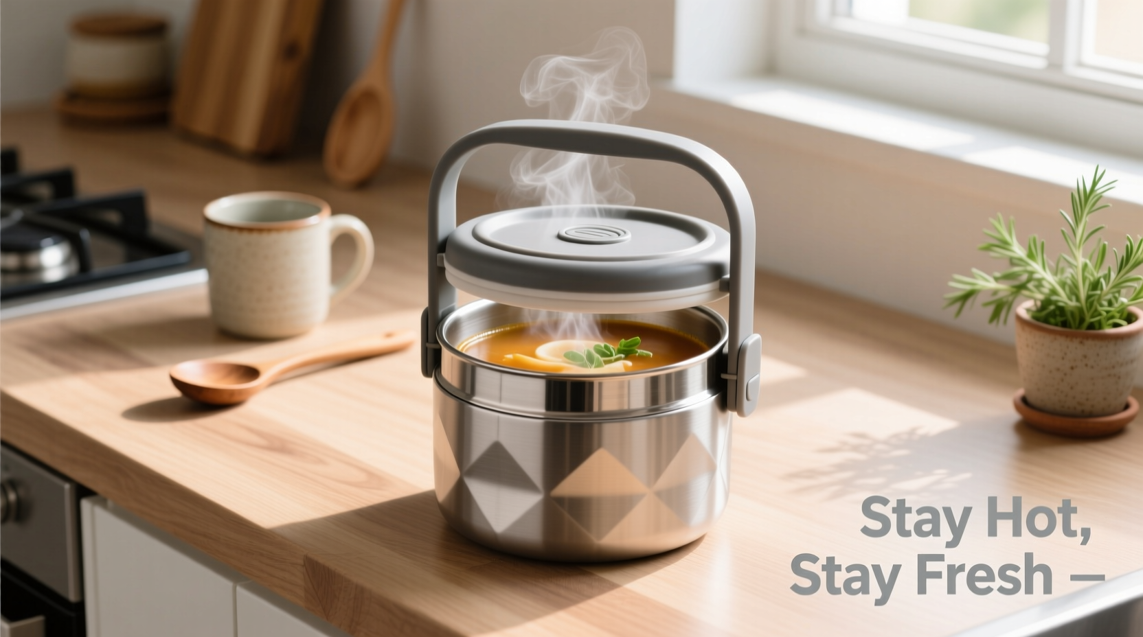 Professional insulated food container keeping meals hot