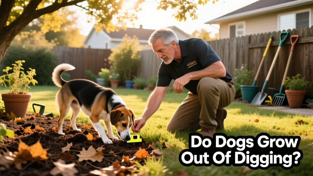 Trainer and dog practicing alternative behavior like nosework in a backyard setting