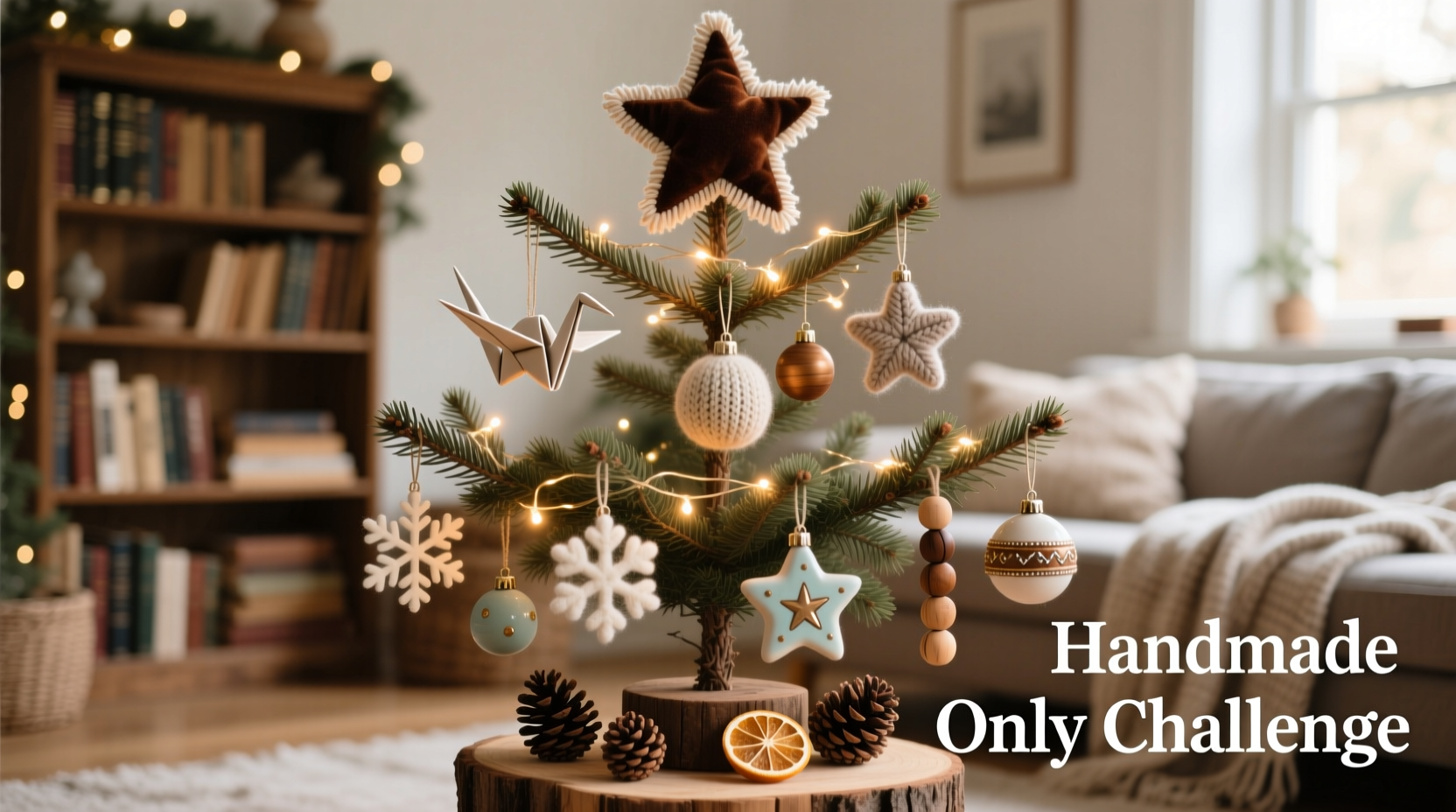 how to style a christmas tree with only handmade ornaments challenge