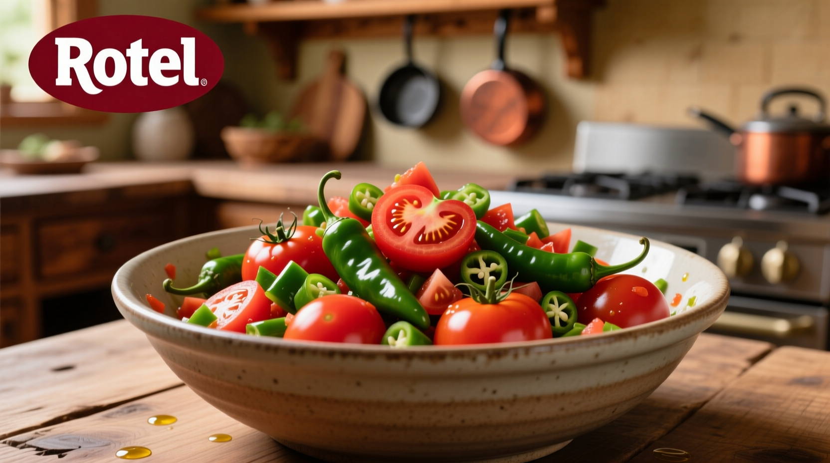 Rotel tomatoes and green chilies in mixing bowl