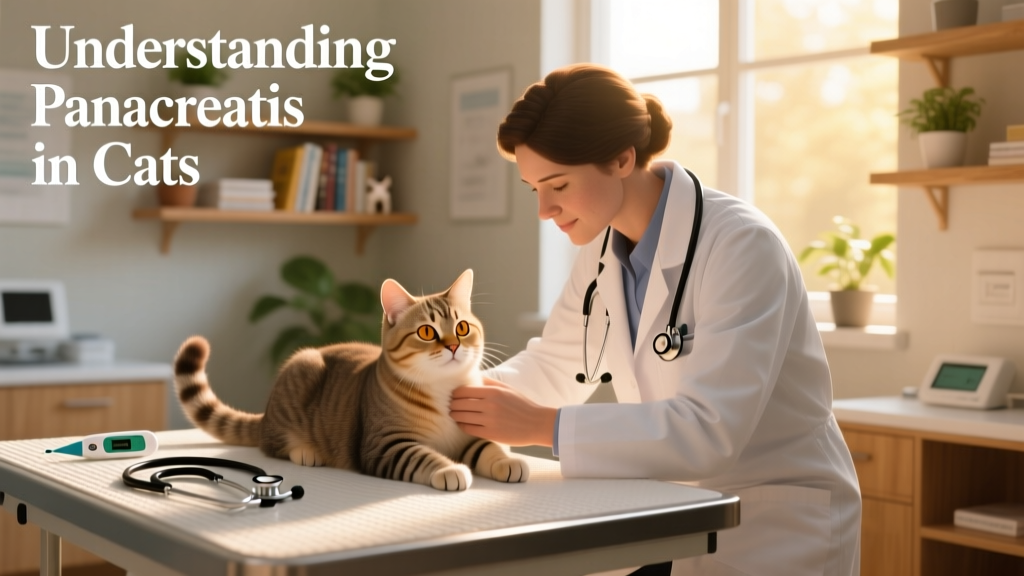 Veterinarian gently examining a calm cat during a wellness checkup