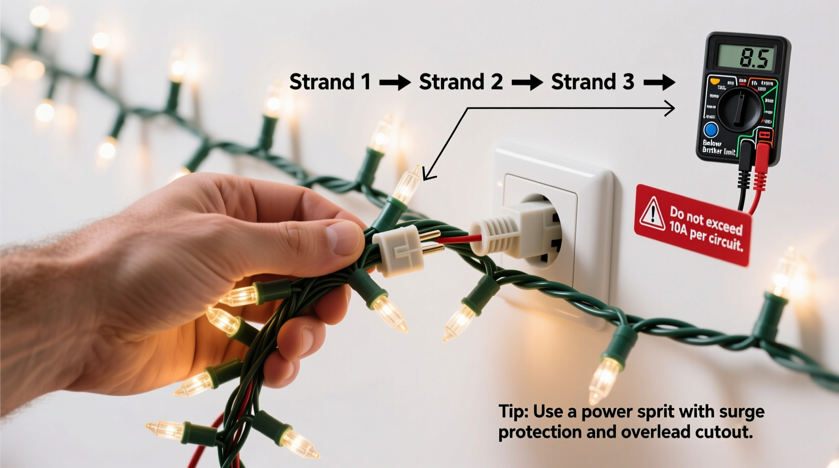 how to daisy chain multiple strands of christmas lights without tripping breakers