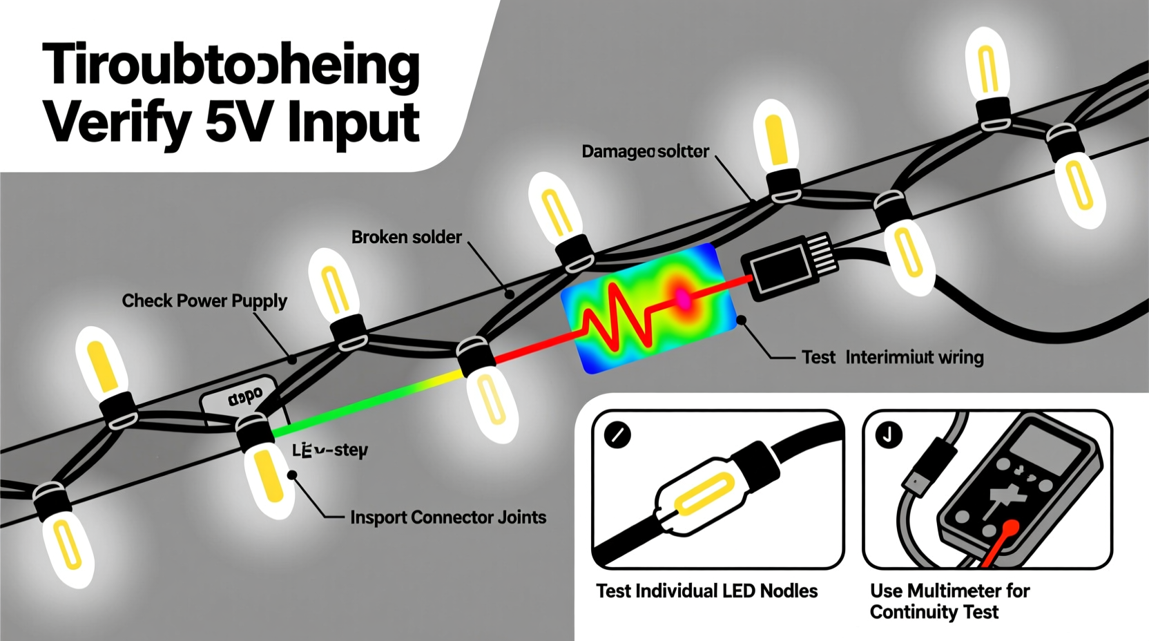 why is my led christmas light strip only half lit and how to troubleshoot it