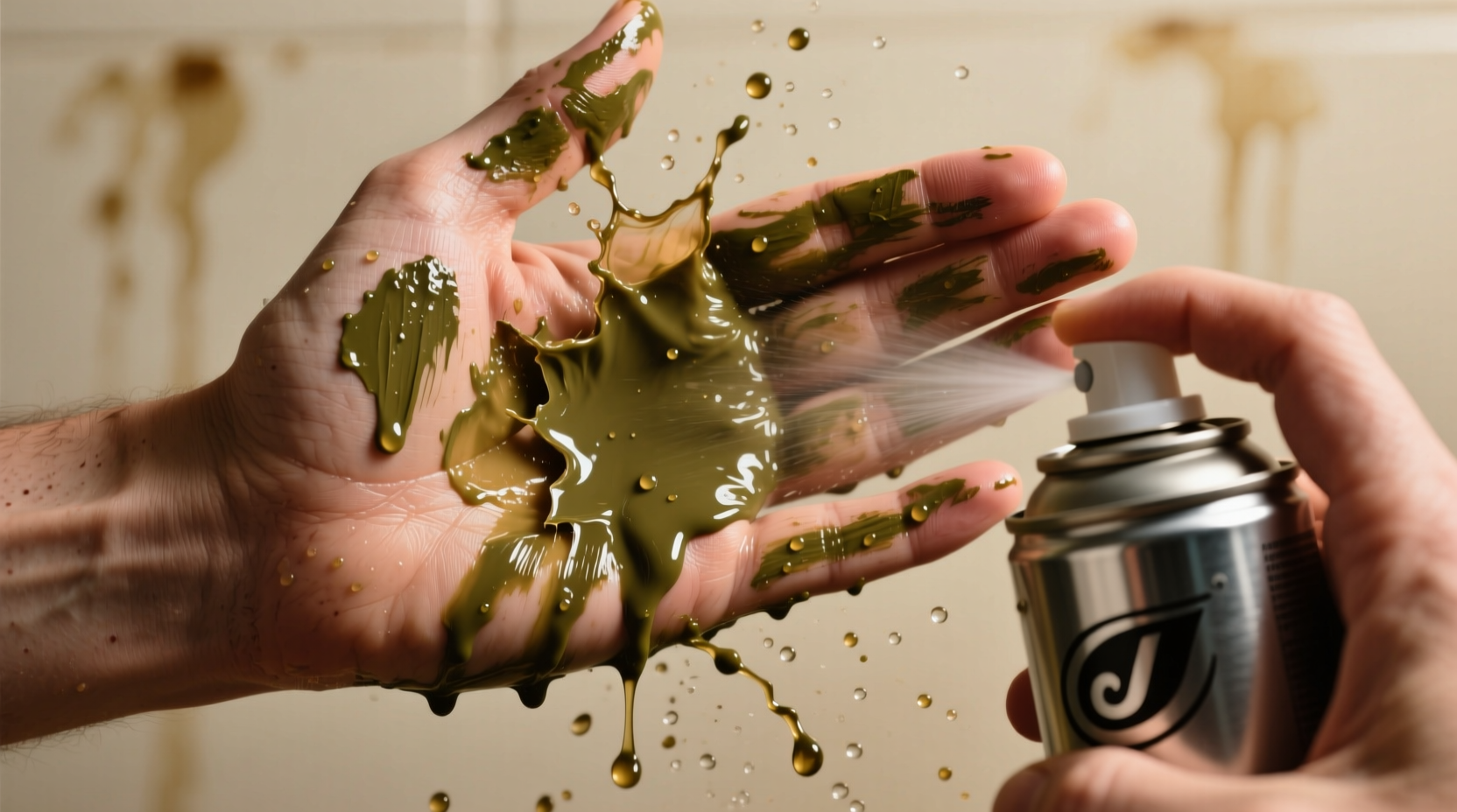 clean paint and grease off skin with cooking spray