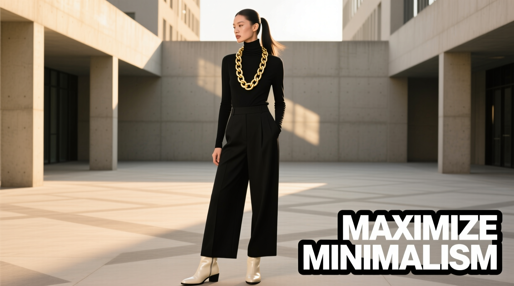 how to style a chunky chain necklace with minimalist outfits for maximum impact