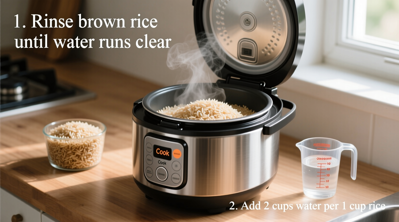 how to cook brown rice in cooker