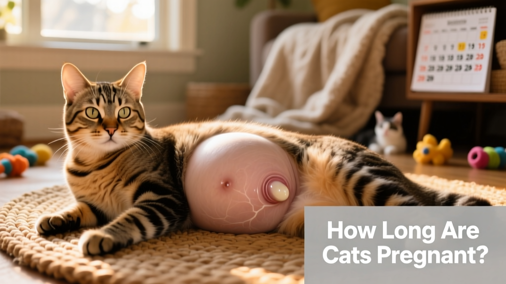Close-up of a pregnant cat’s swollen mammary glands and gentle belly expansion