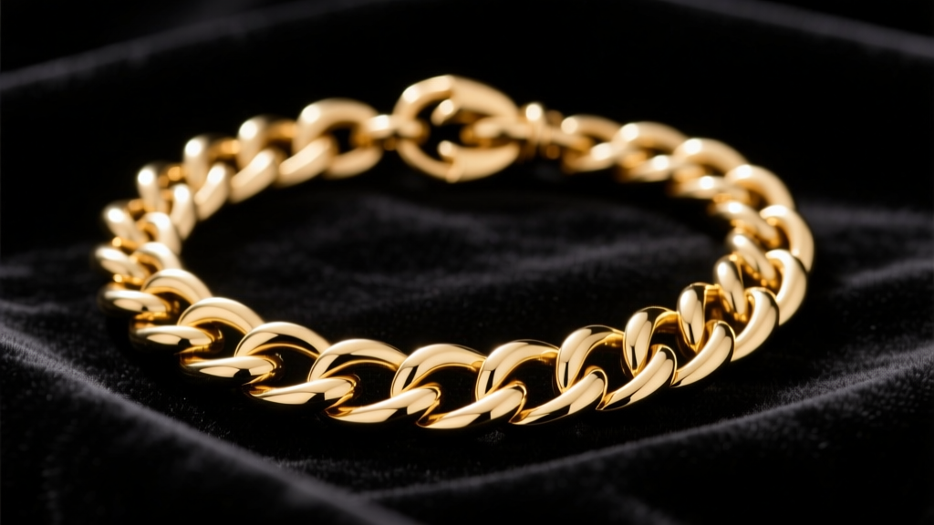Macro photography of a tangled 18k gold curb chain necklace on dark velvet, highlighting twisted links and a stressed lobster clasp