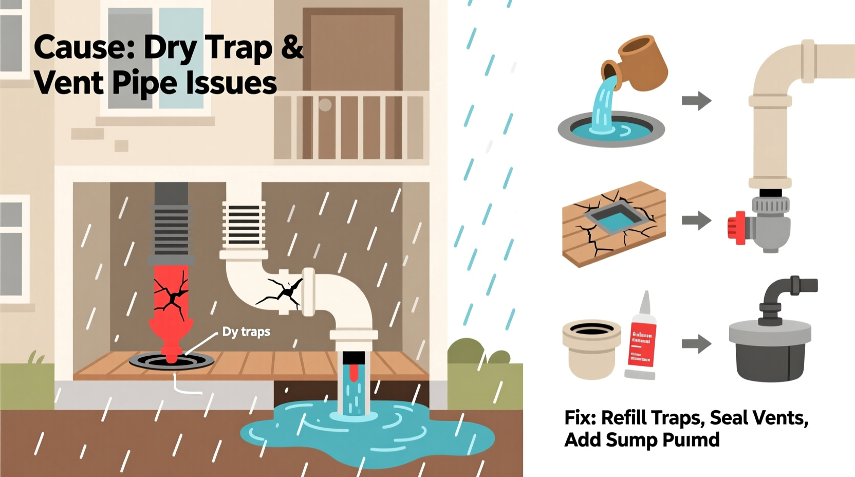 why does my apartment smell like sewage only when it rains causes and fixes